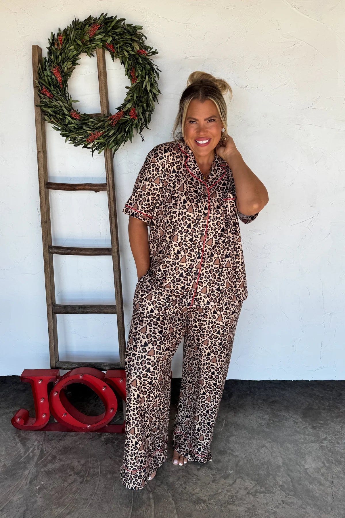 Cheetah Christmas Luxe Blakeley Pajamas - Preorder