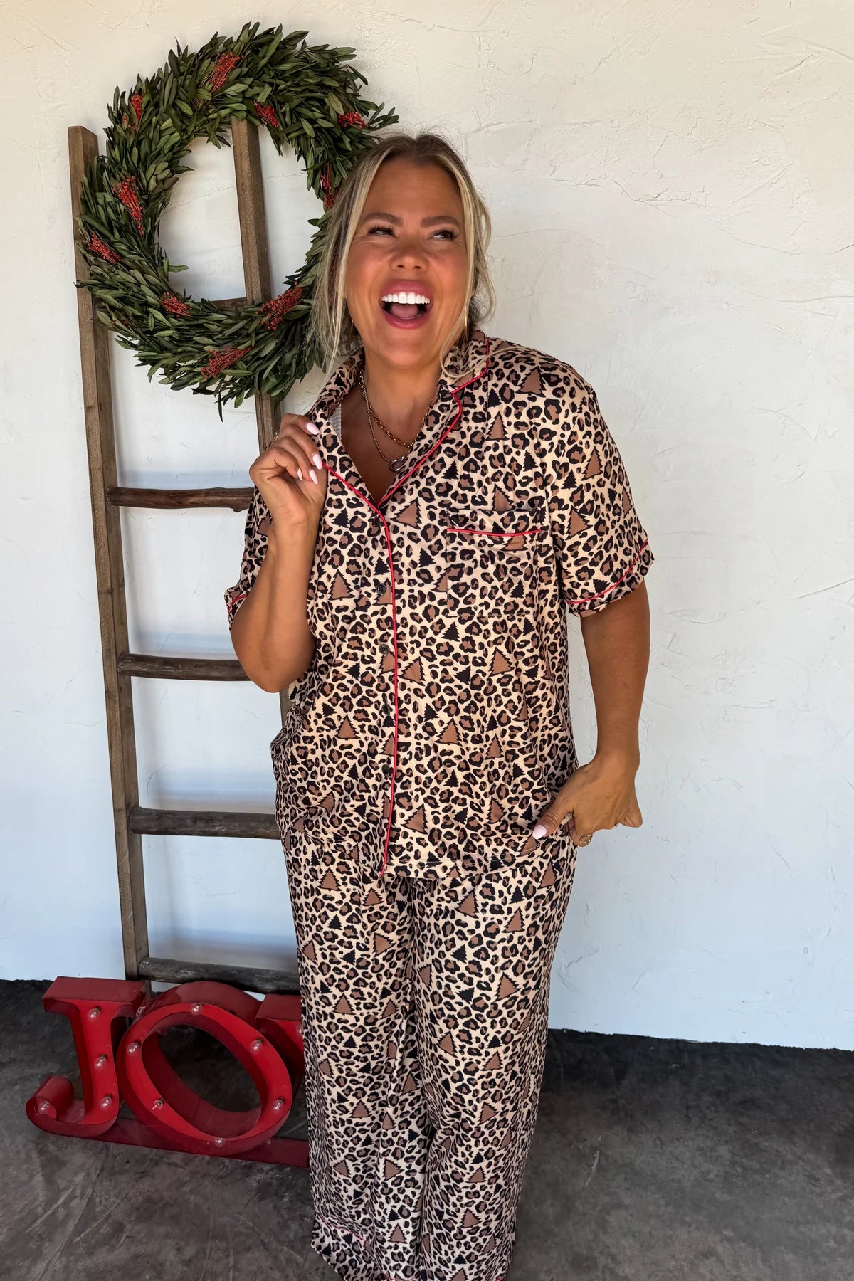 Cheetah Christmas Luxe Blakeley Pajamas - Preorder