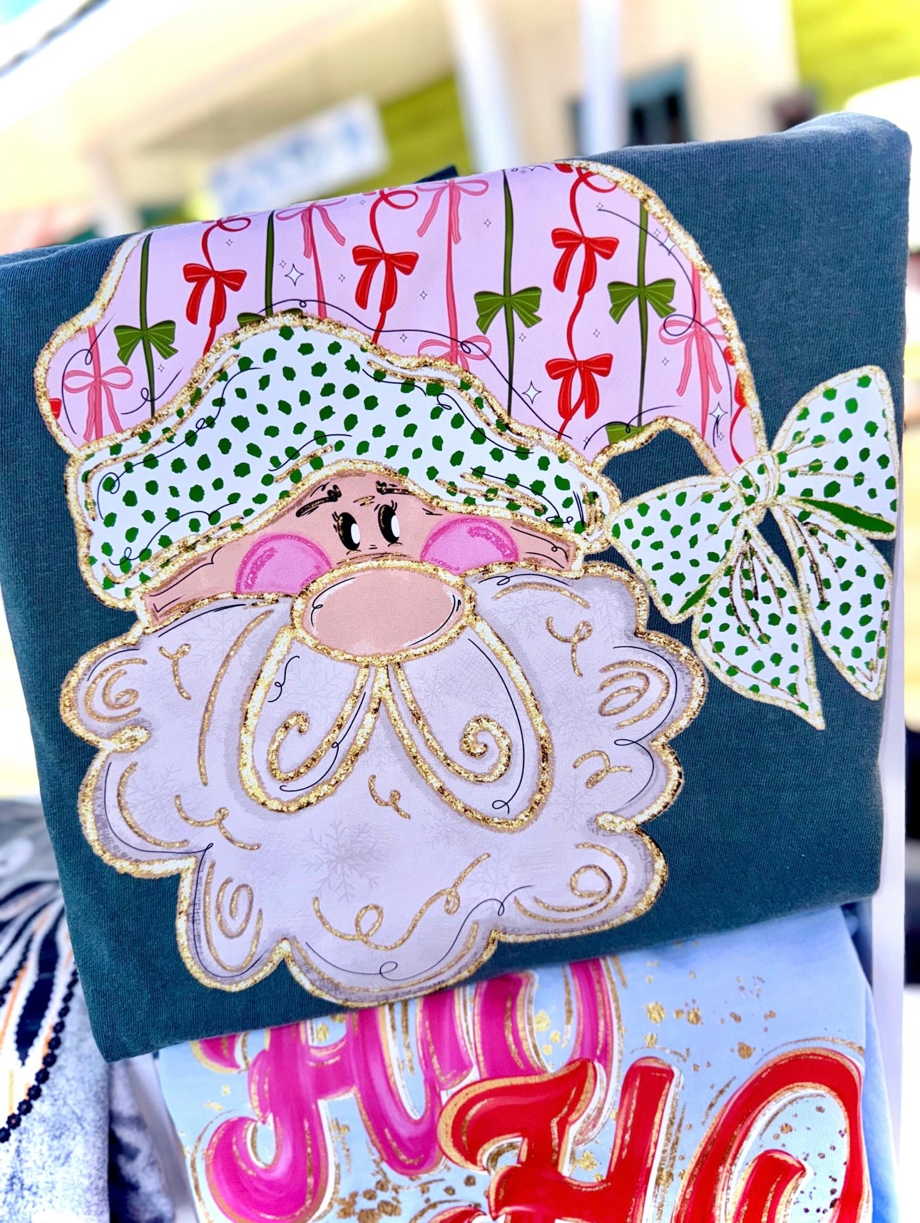 Pink Preppy Santa Graphic T-Shirt