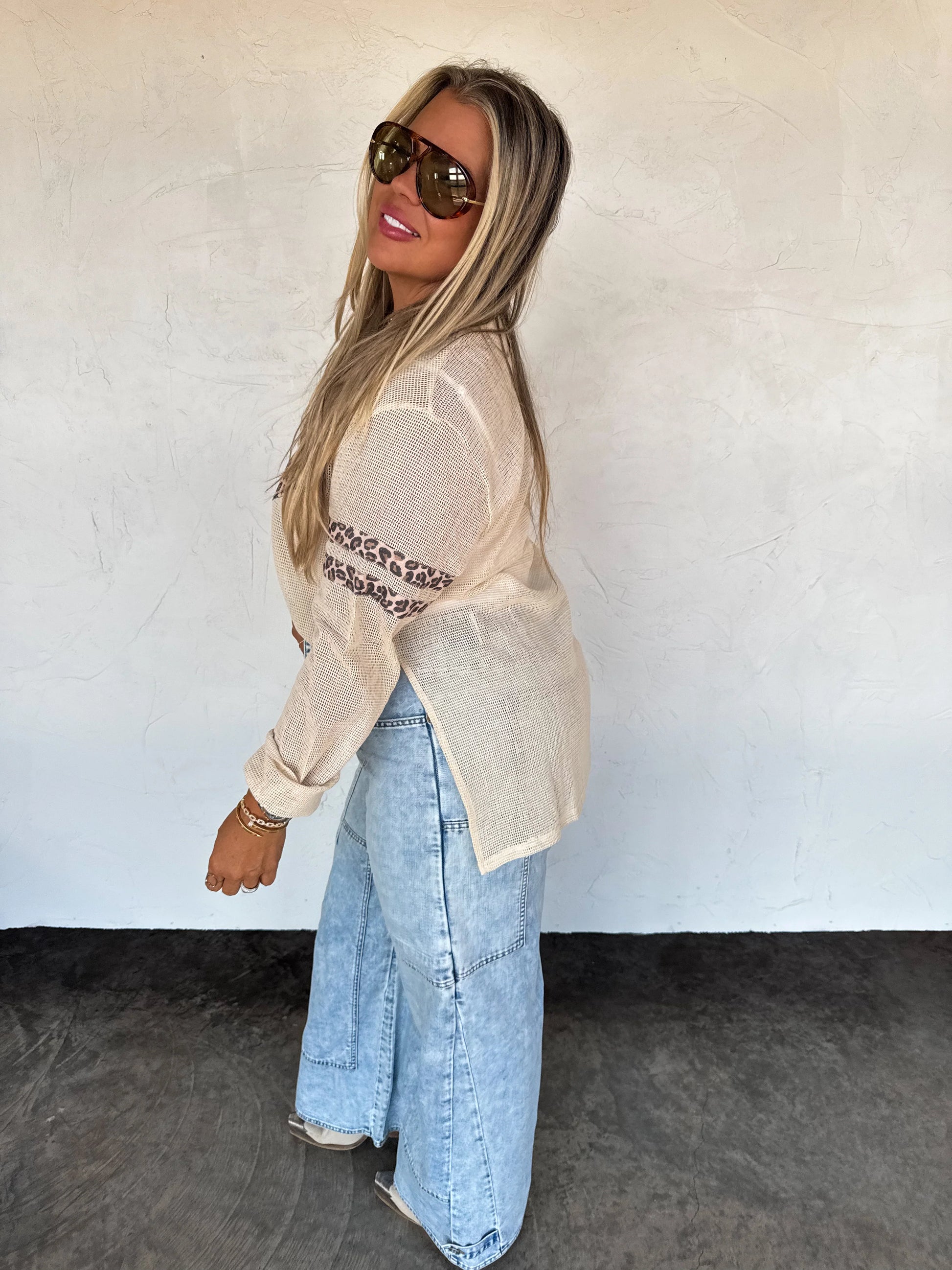 PREORDER- LEOPARD STAR MELLOW MESH COTTON TOP