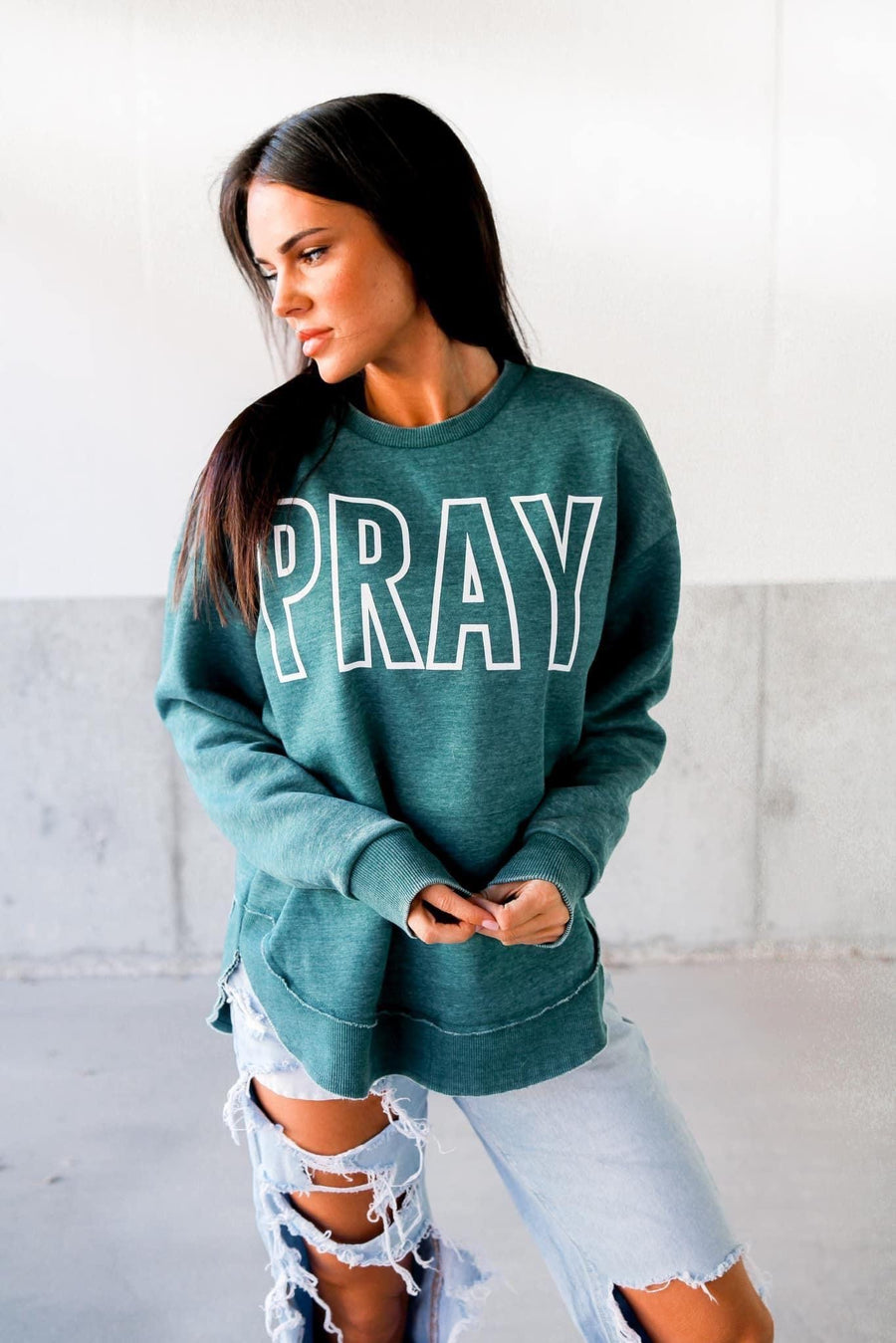 Pray Emerald Vintage Fleece Sweatshirt