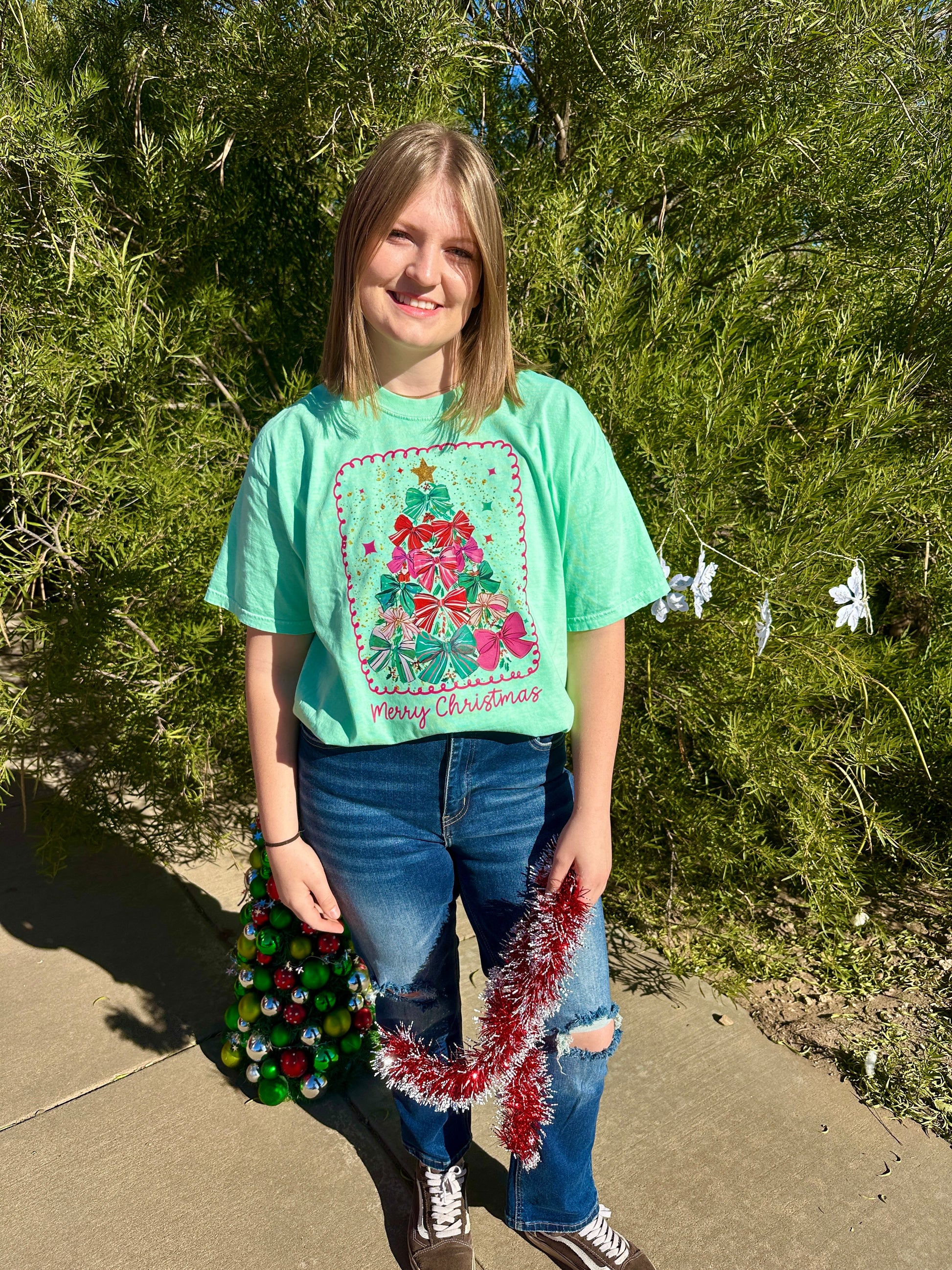 Merry Christmas Bows Graphic T-Shirt