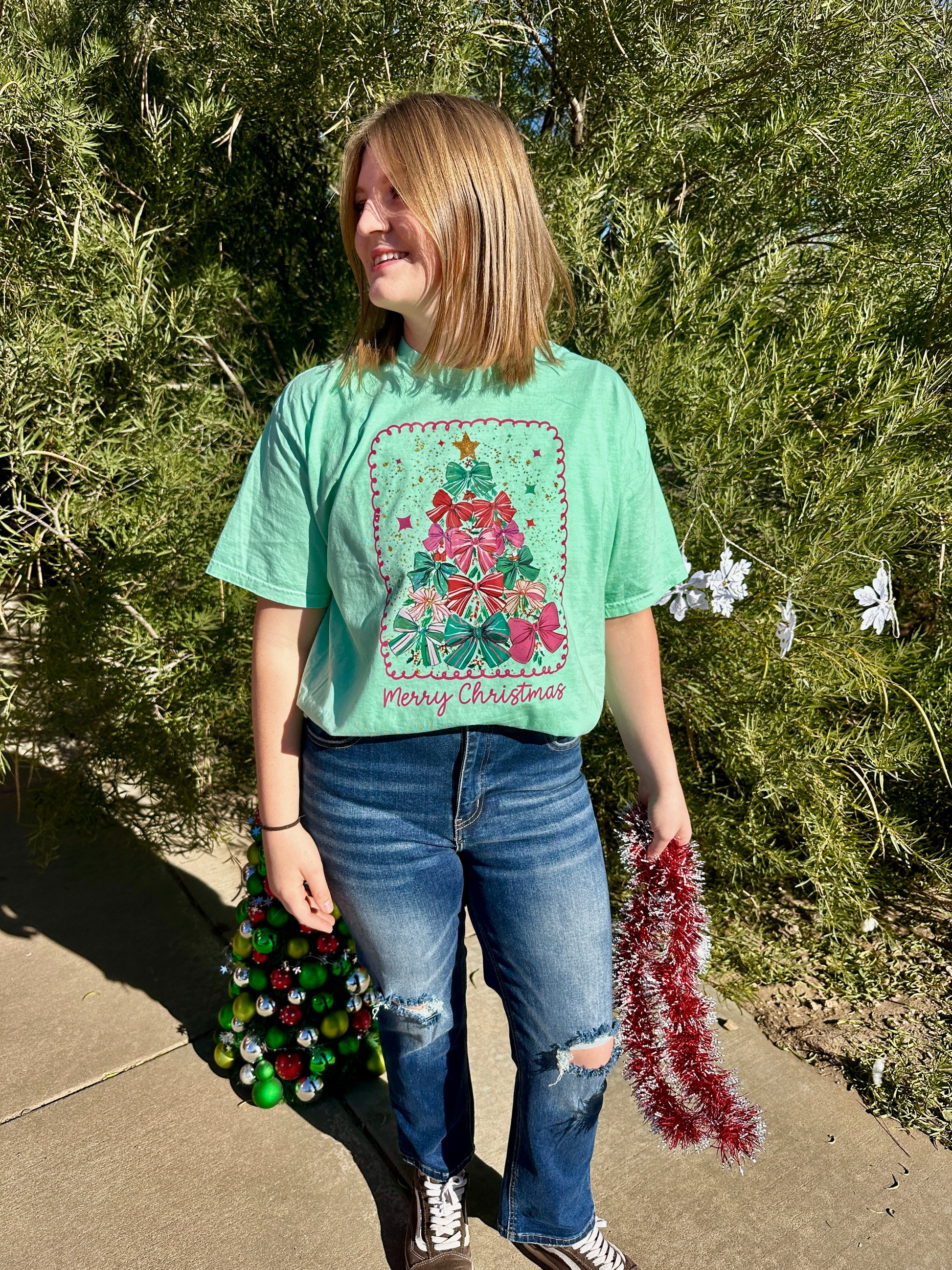 Merry Christmas Bows Graphic T-Shirt