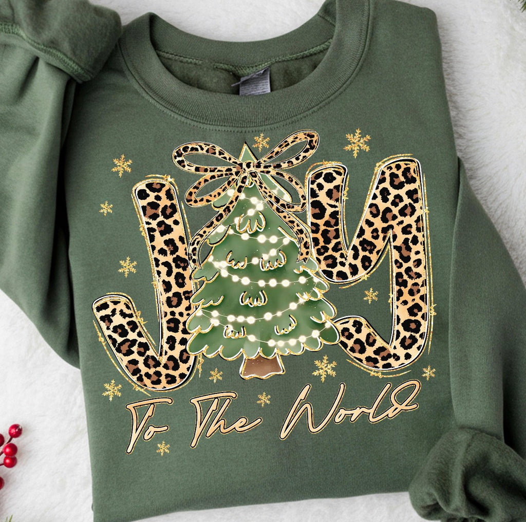 Leopard Joy To The World Graphic T-Shirt
