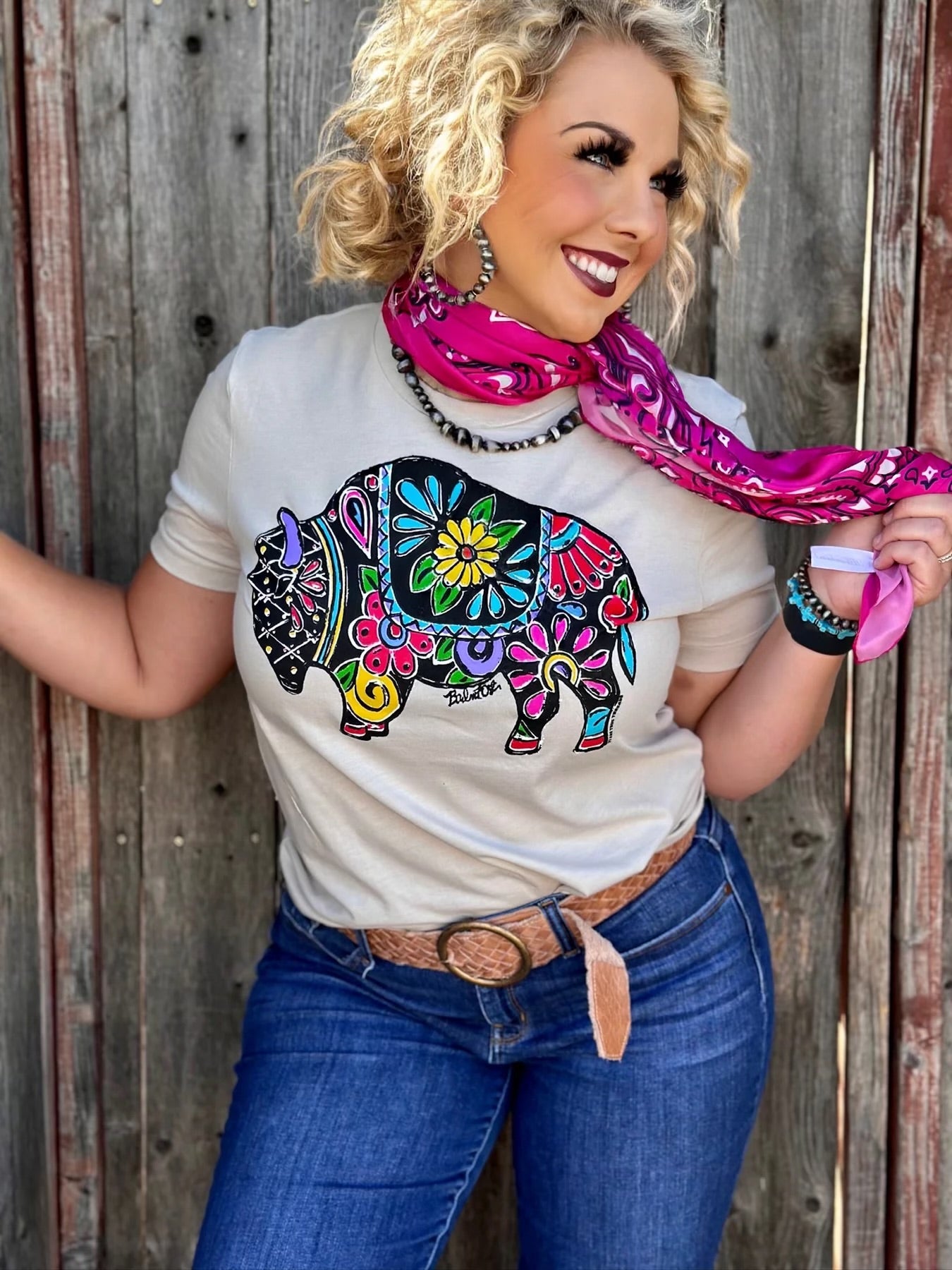 Barbara's Floral Buffalo Tee