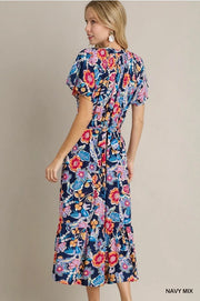 Where I Want To Be Blue Floral Print Maxi Dress