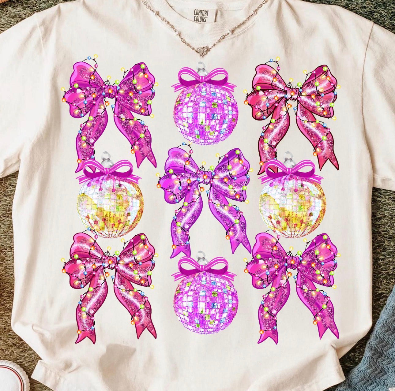 Bows & Disco Balls New Year’s Graphic T-Shirt