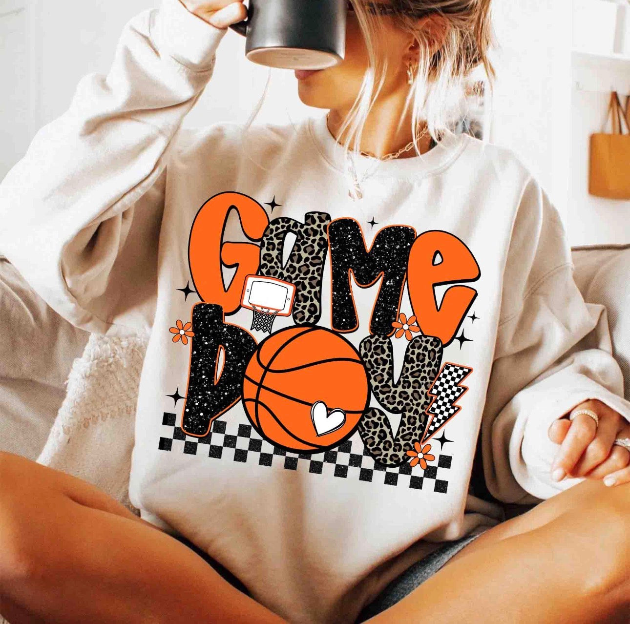 Leopard & Orange Game Day Graphic Sweatshirt
