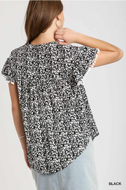 Spin You Around Animal Print Top - Black