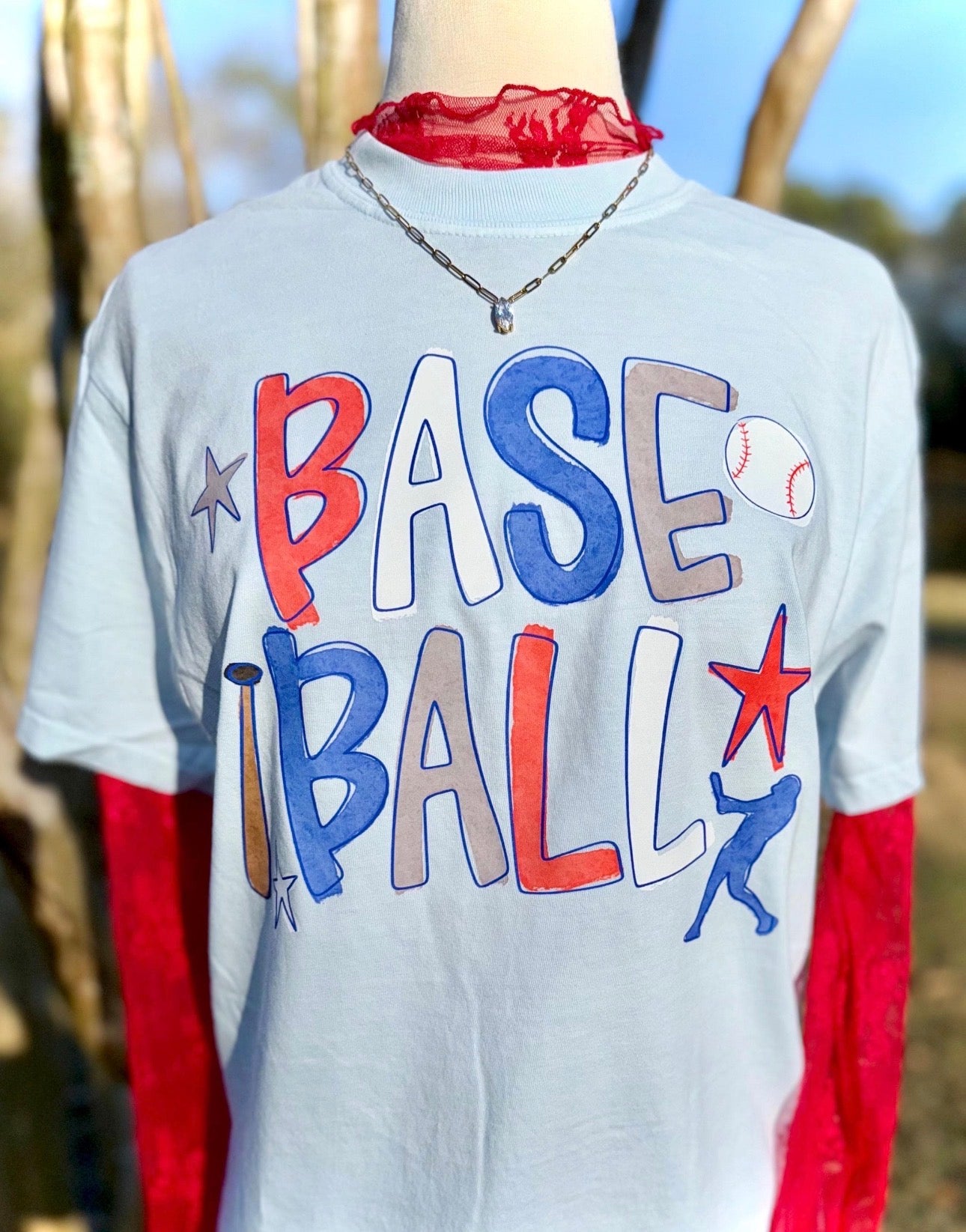 Baseball Doodle Graphic T-Shirt
