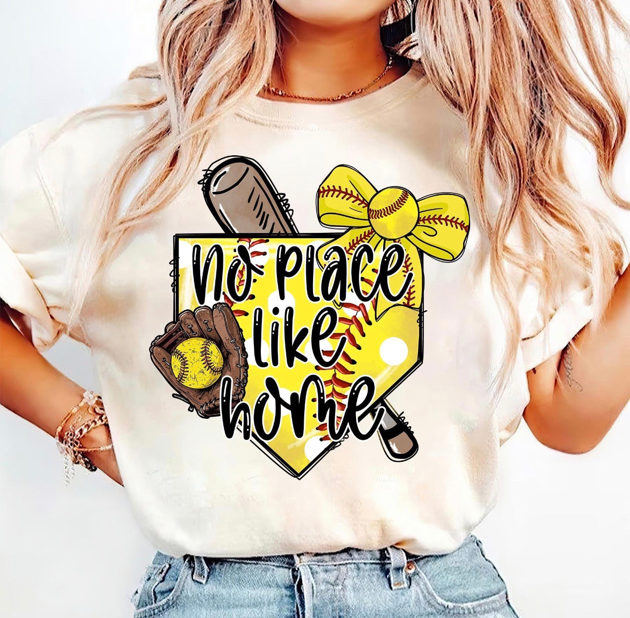 No Place Like Home Softball Graphic T-Shirt