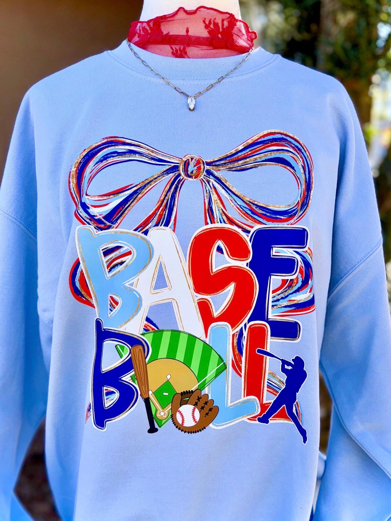 Blue Baseball Graphic Sweatshirt