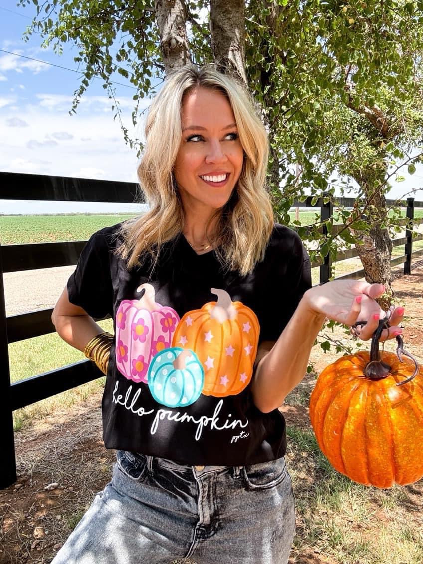 Hello Pumpkin V-Neck Tee