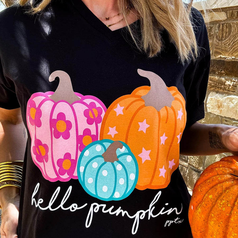 Hello Pumpkin V-Neck Tee