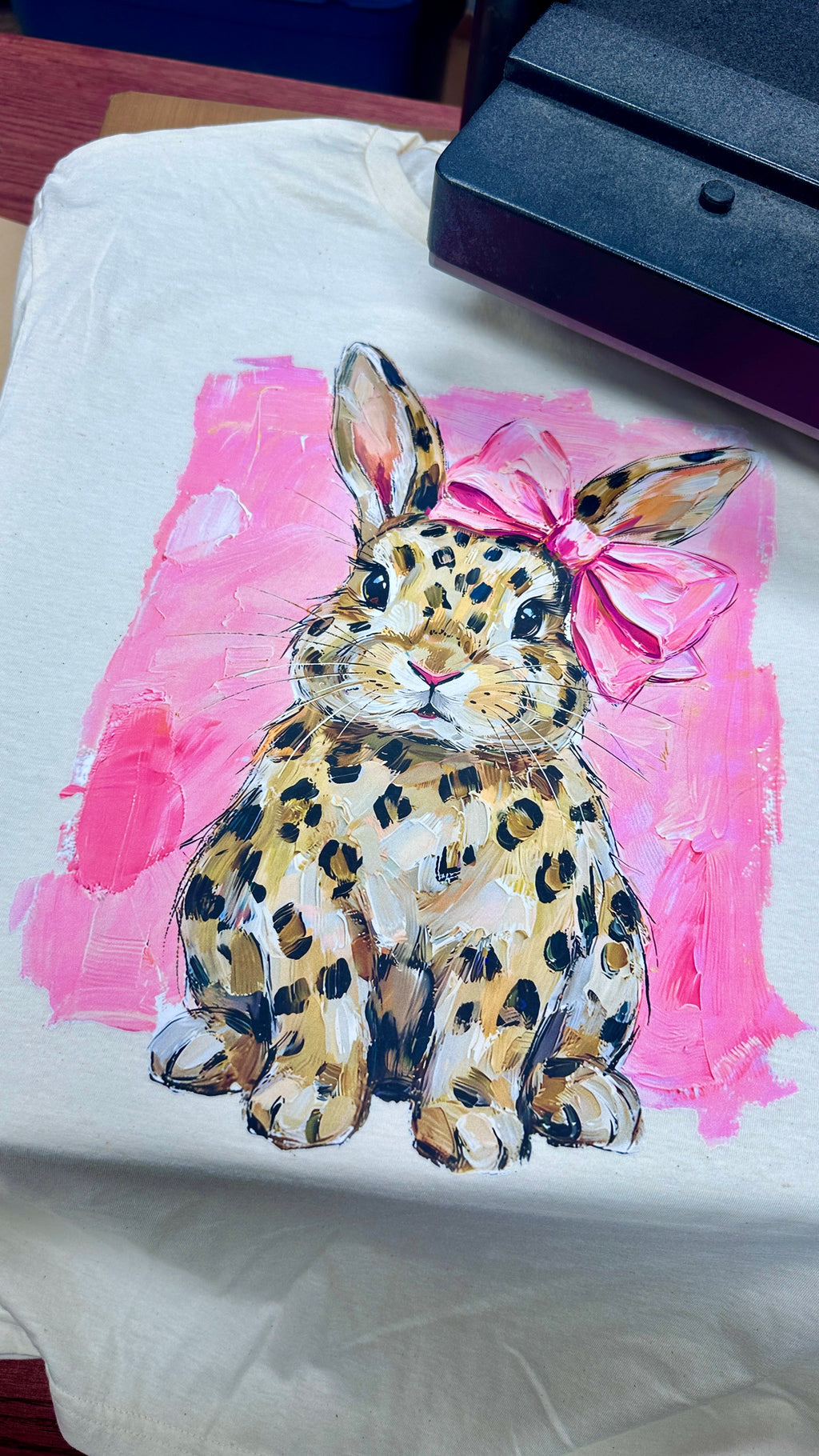 Pink Leopard Bunny Graphic T-Shirt