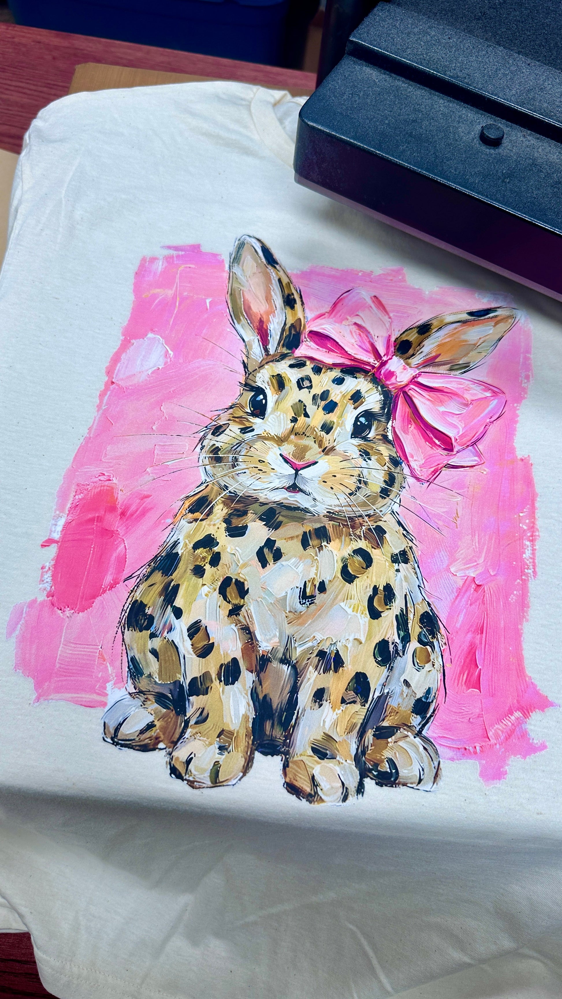 Pink Leopard Bunny Graphic T-Shirt