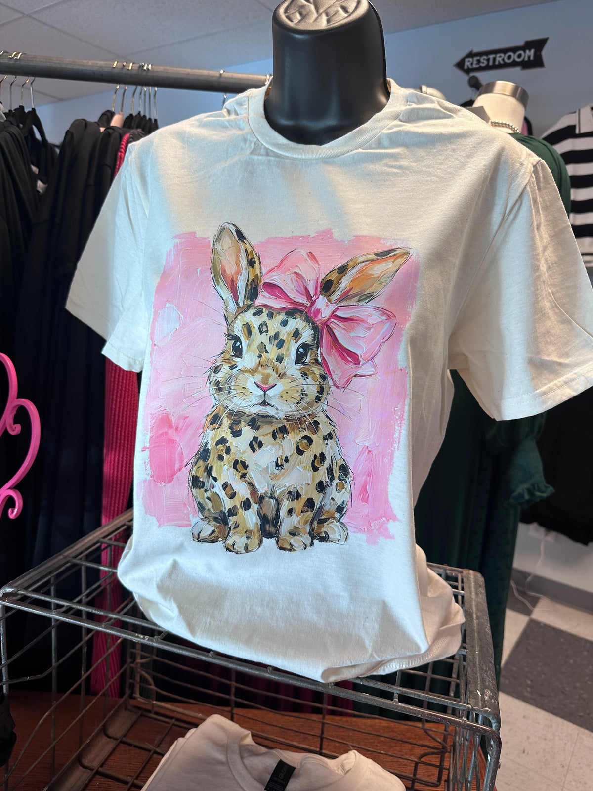 Pink Leopard Bunny Graphic T-Shirt