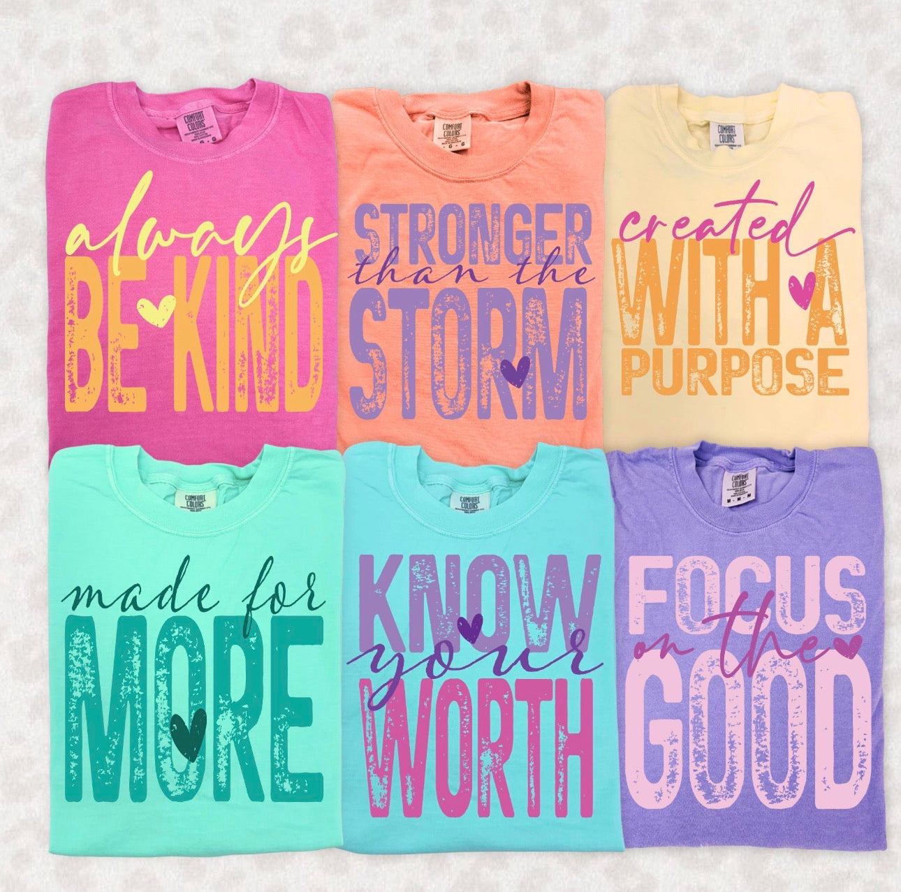 Your Choice Graphic T-Shirt - 6 Uplifting Designs - 6 Bright Colors!