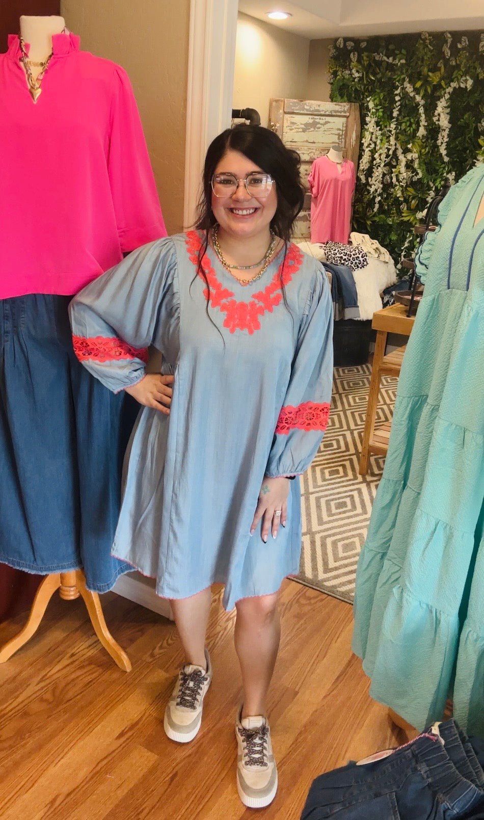 Let's Go Dancing Embroidery V-Neck Dress