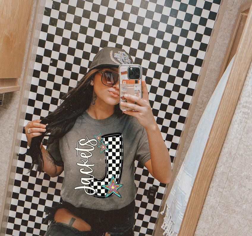 Popstar Checkered Graphic Tee - Jackets