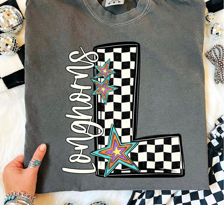 Popstar Checkered Graphic Tee - Longhorns
