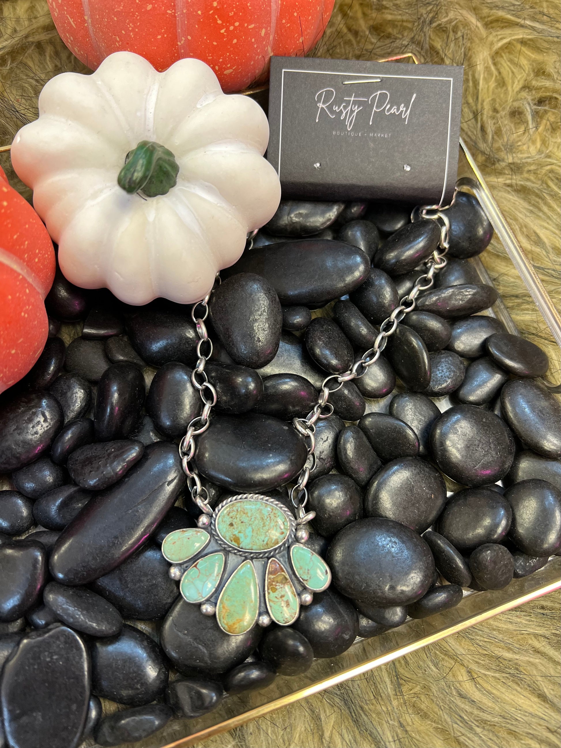 Green Turquoise Cluster Statement Necklace