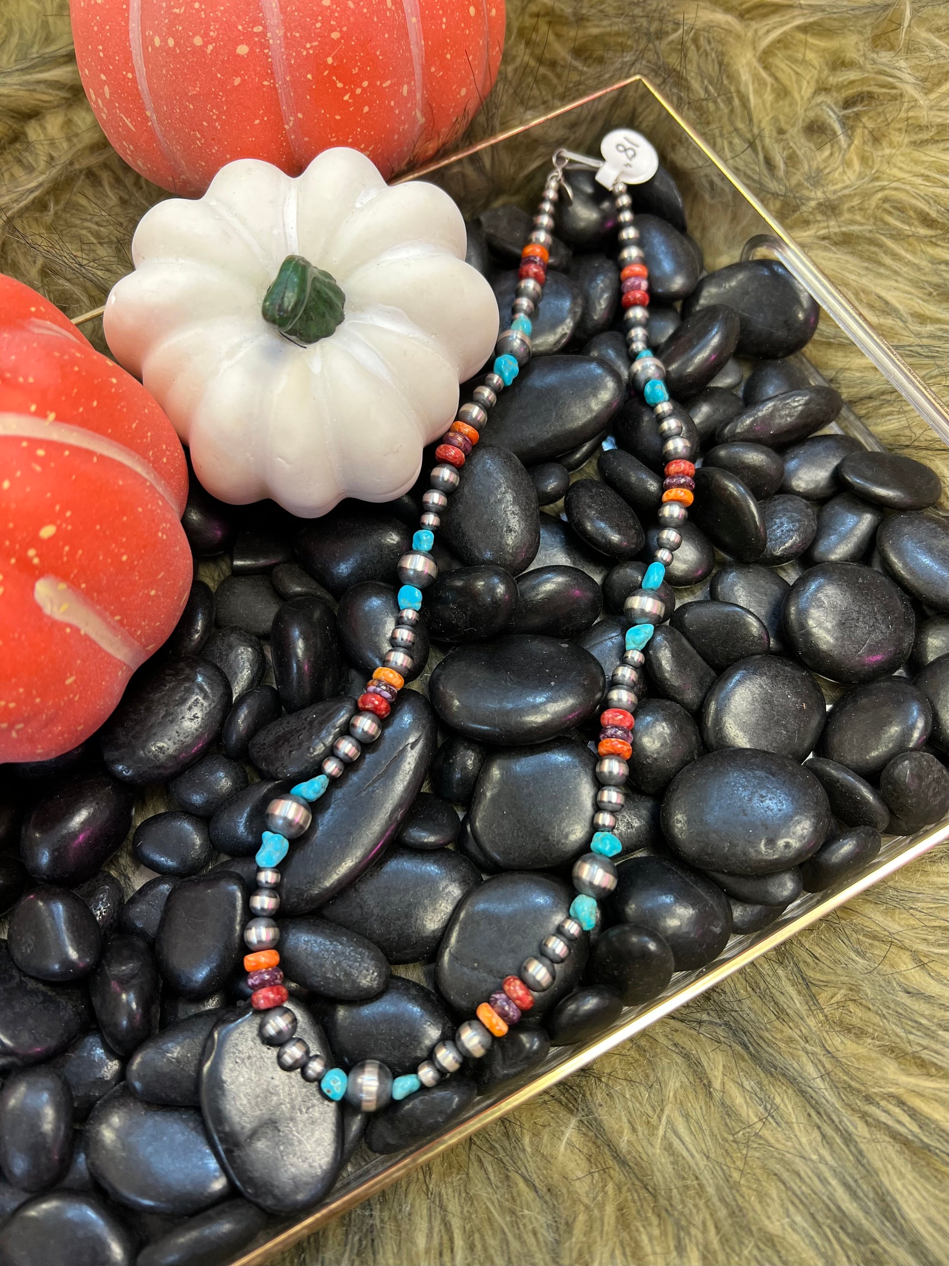 Various Spiny + Navajo Pearl Necklaces