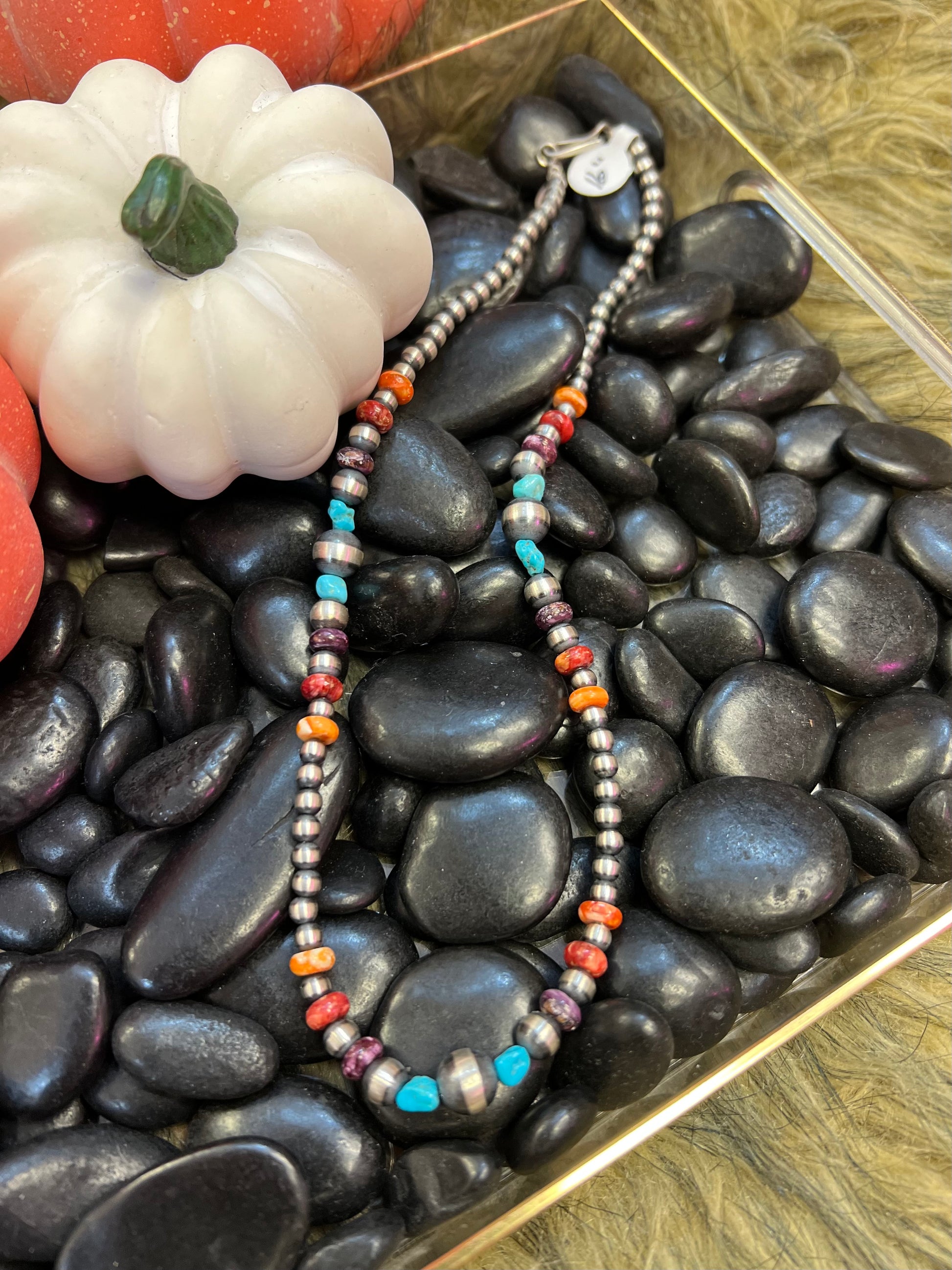 Various Spiny + Navajo Pearl Necklaces