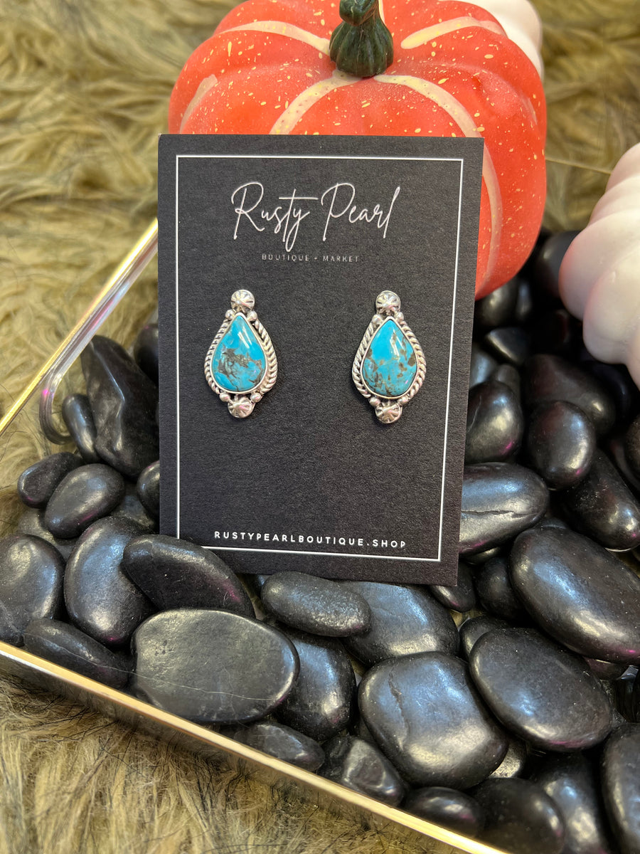 Deep Blue Turquoise Earrings