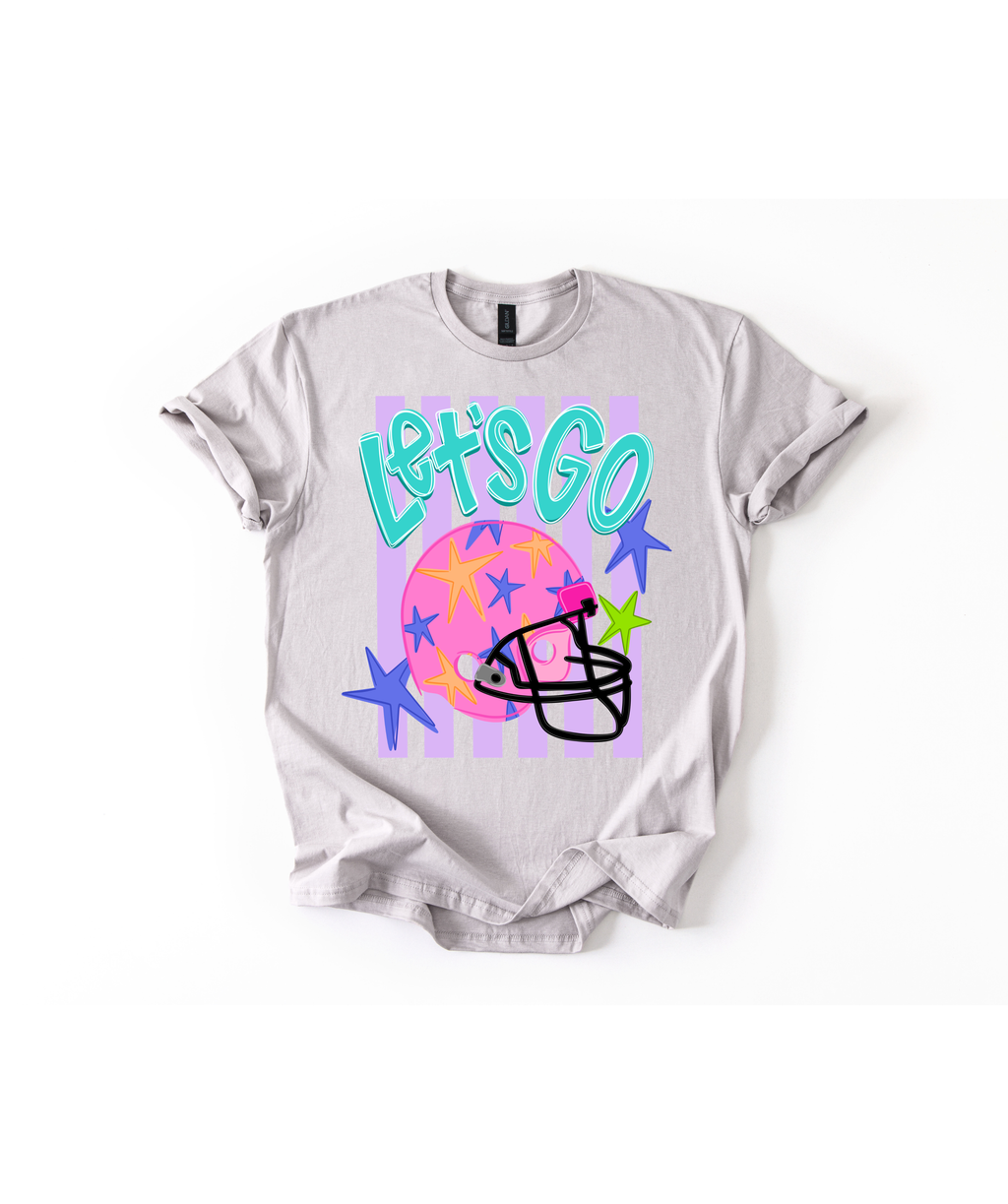 Let's Go Football Helmet Graphic T-Shirt - Your Choice Of Color!!