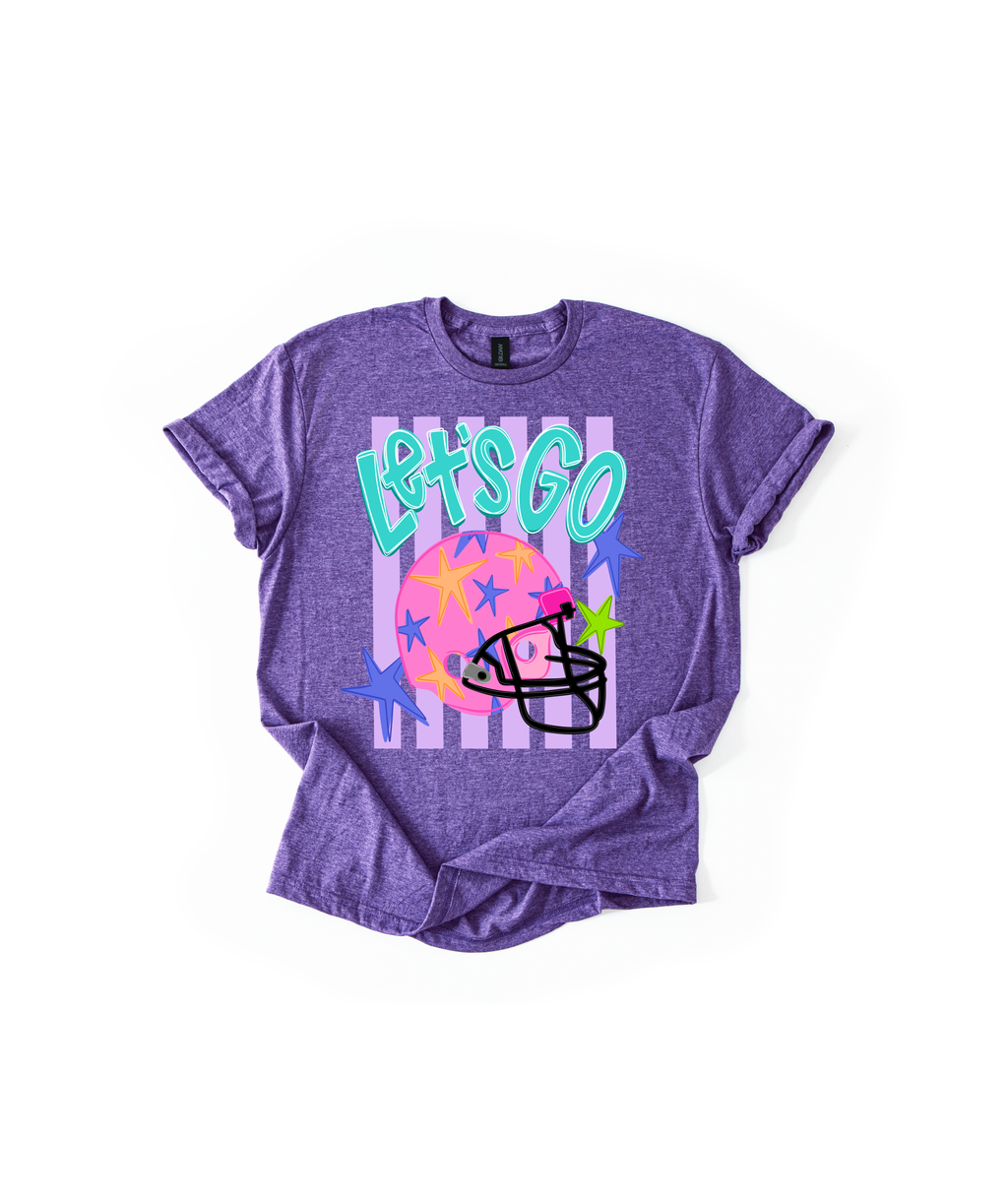 Let's Go Football Helmet Graphic T-Shirt - Your Choice Of Color!!