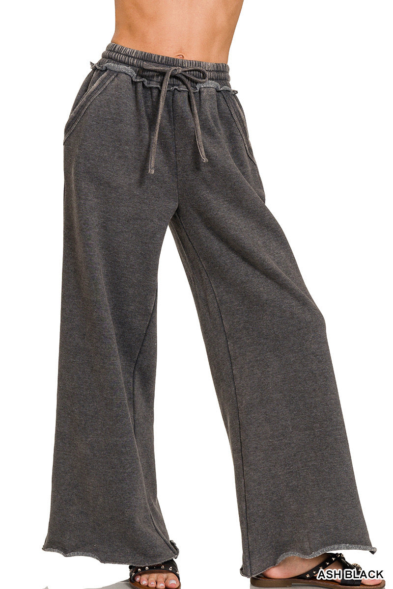 Cozy & Comfy Acid Wash Palazzo Pants