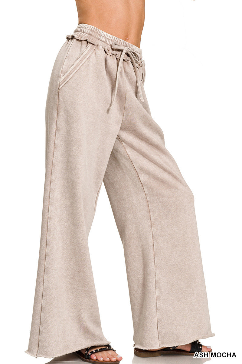 Cozy & Comfy Acid Wash Palazzo Pants