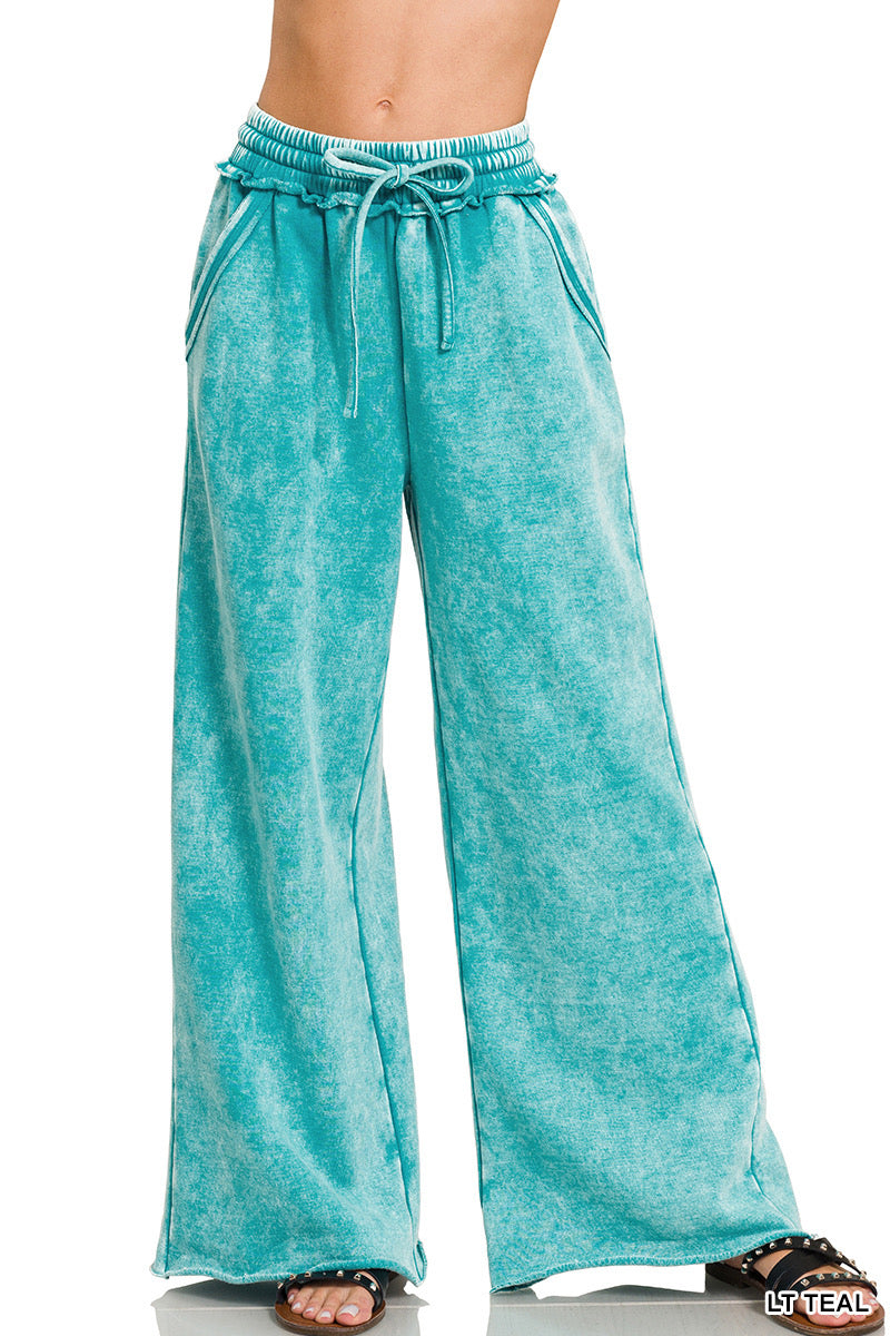 Cozy & Comfy Acid Wash Palazzo Pants