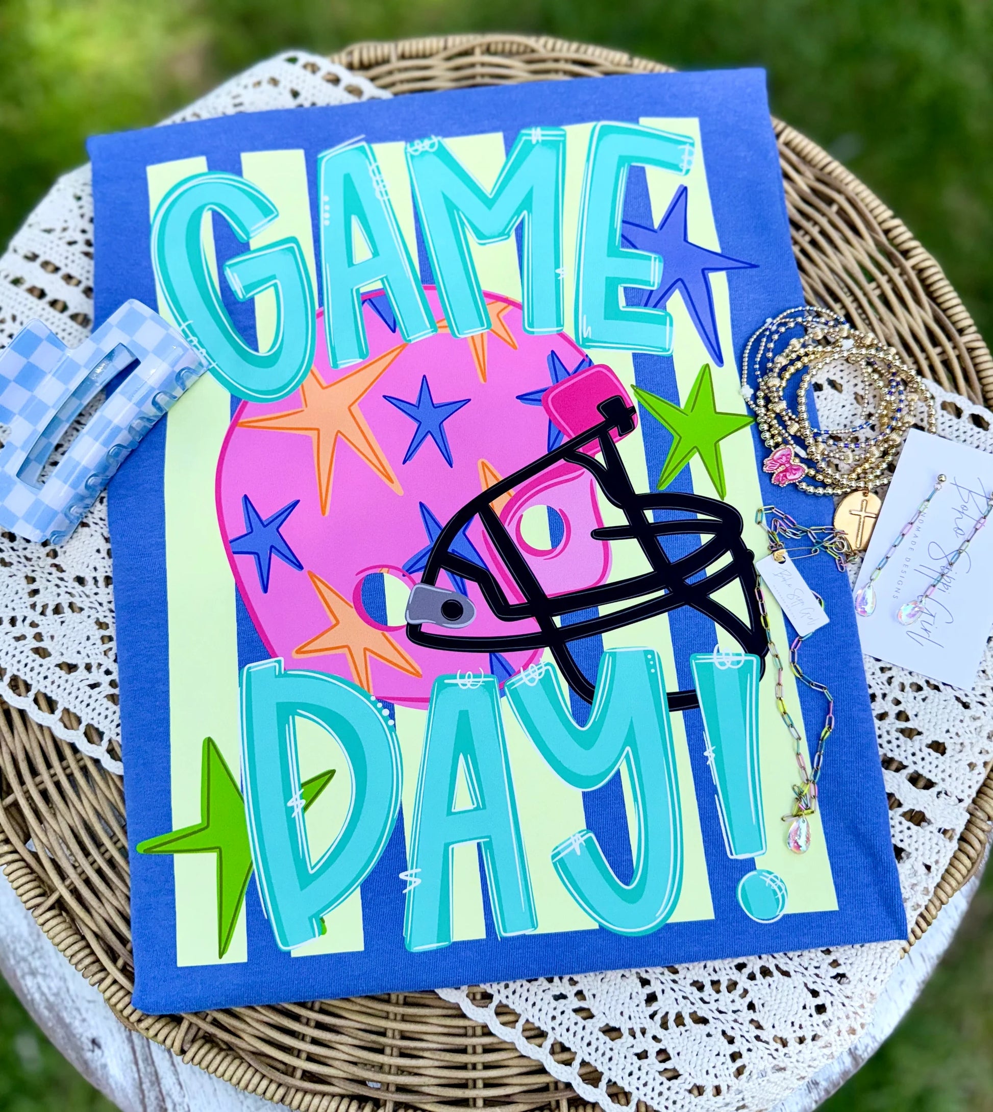 Game Day Helmet with Stars Graphic T-Shirt