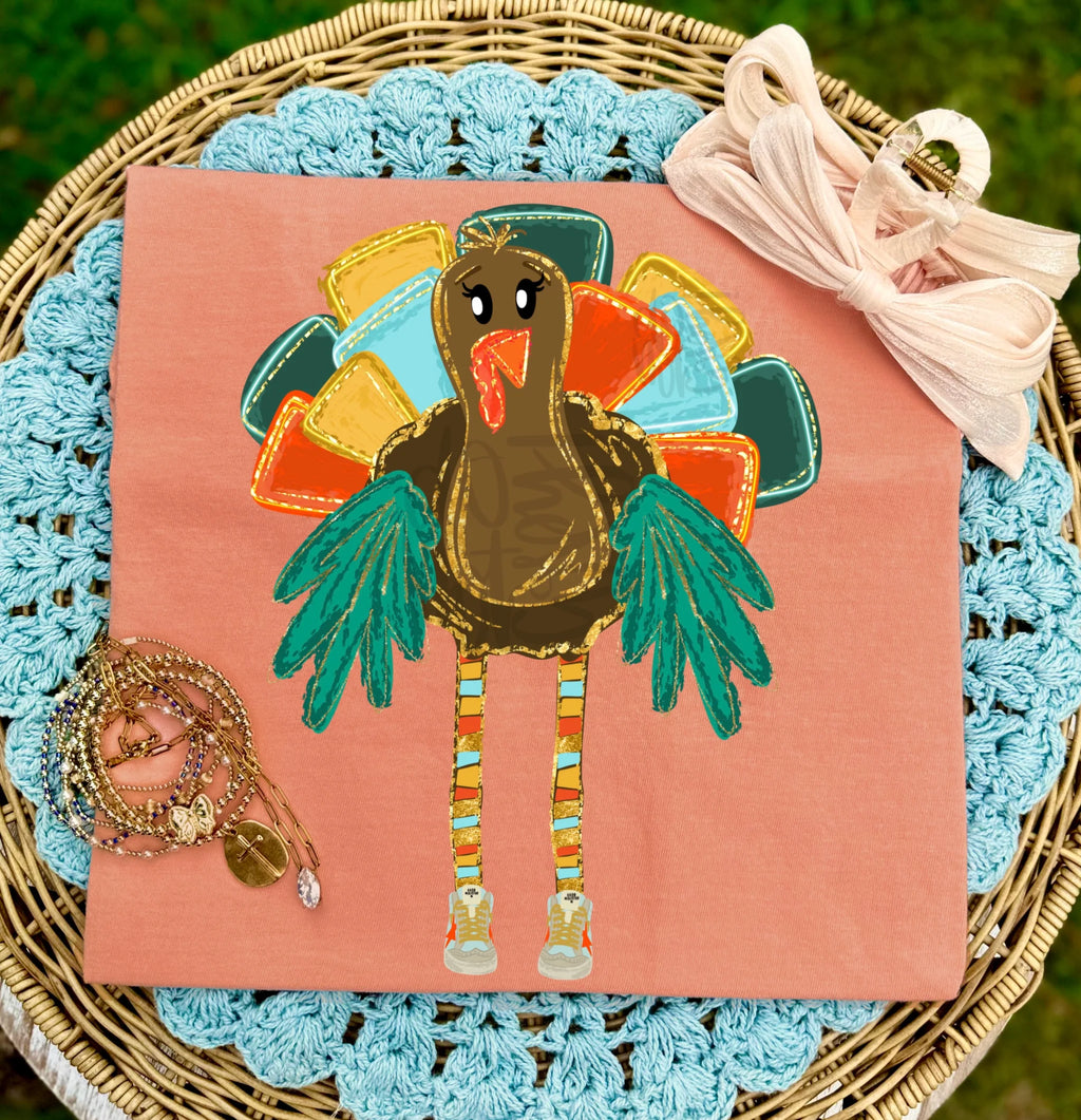 Preppy Long Legged Turkey Graphic T-Shirt | Youth & Adult Sizes