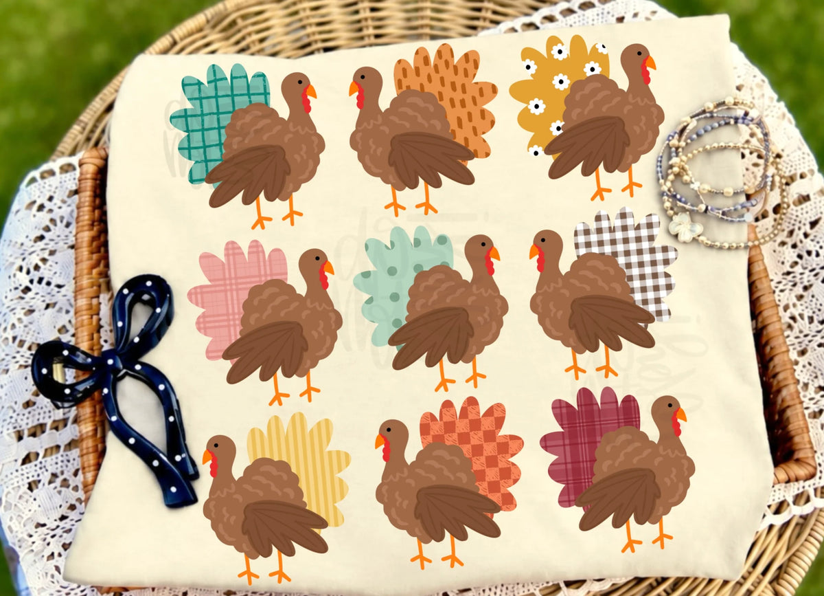 Pretty Little Turkeys Thanksgiving Graphic T-Shirt | Youth & Adult Sizes