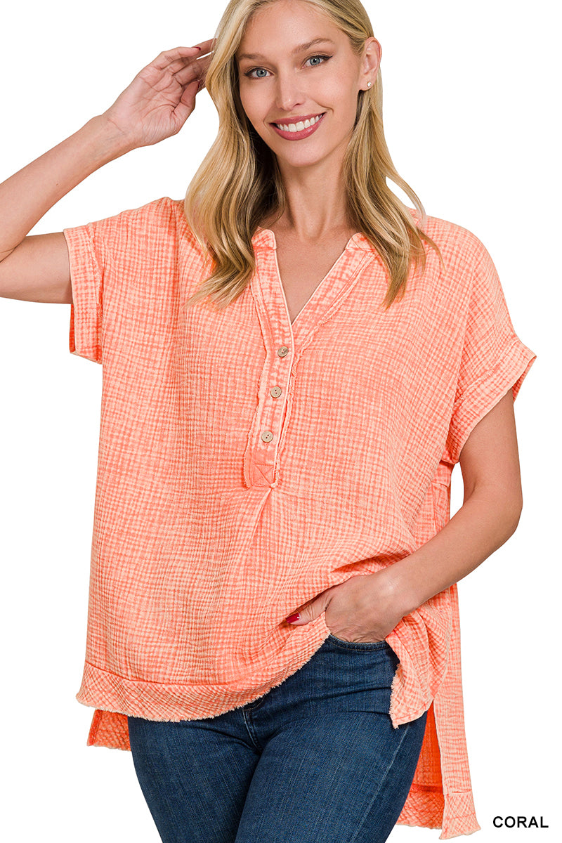 Kami Washed Double Gauze Short Sleeve Shirt