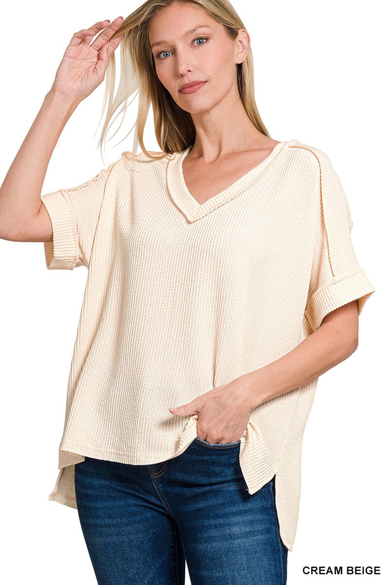 Sammi Ribbed High Low Top