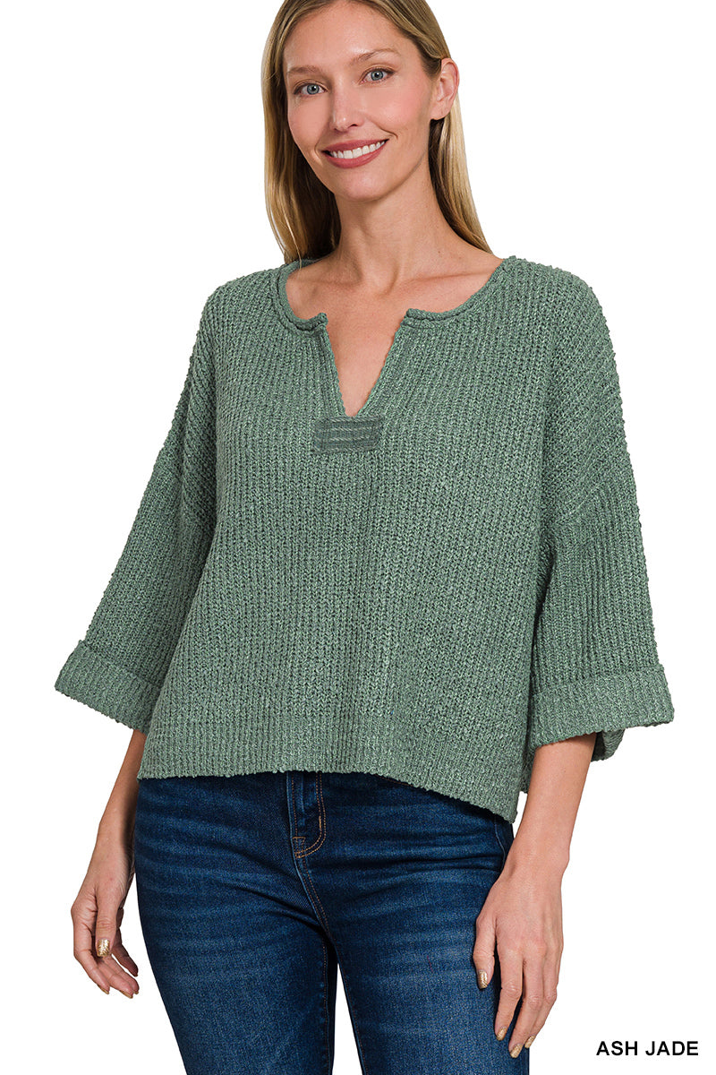 The Harper Split-Neck Pullover - Multiple Colors!