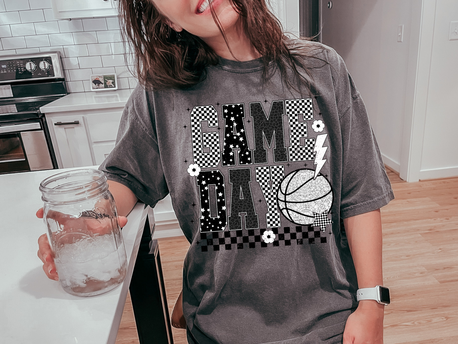 Game Day Glitter Football, Volleyball or Basketball T-Shirt