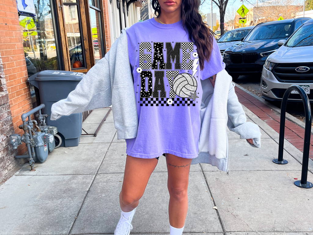 Game Day Glitter Football, Volleyball or Basketball T-Shirt