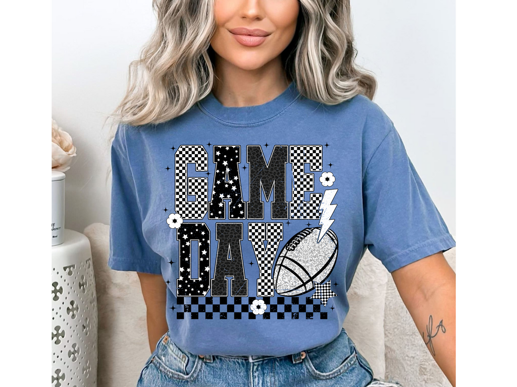 Game Day Glitter Football, Volleyball or Basketball T-Shirt