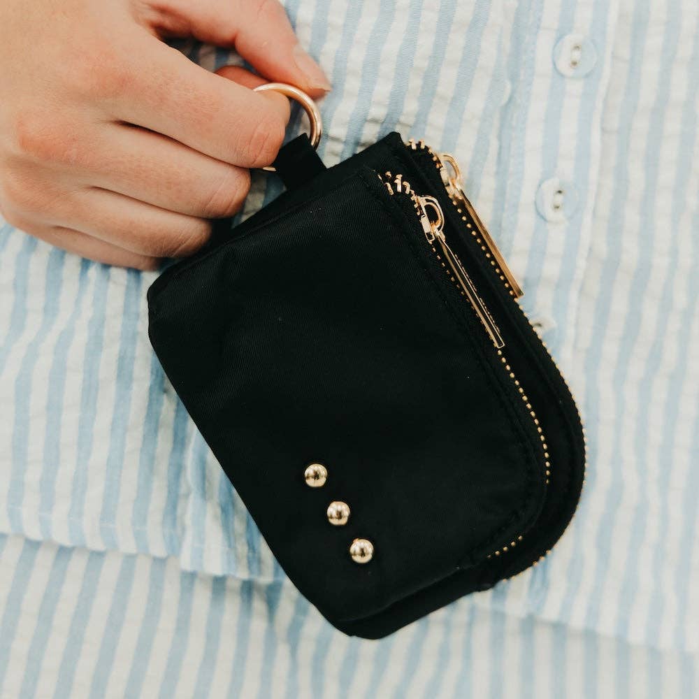 Nylon Cameron Clippable Double Zip Card Wallet: Watermelon Pink