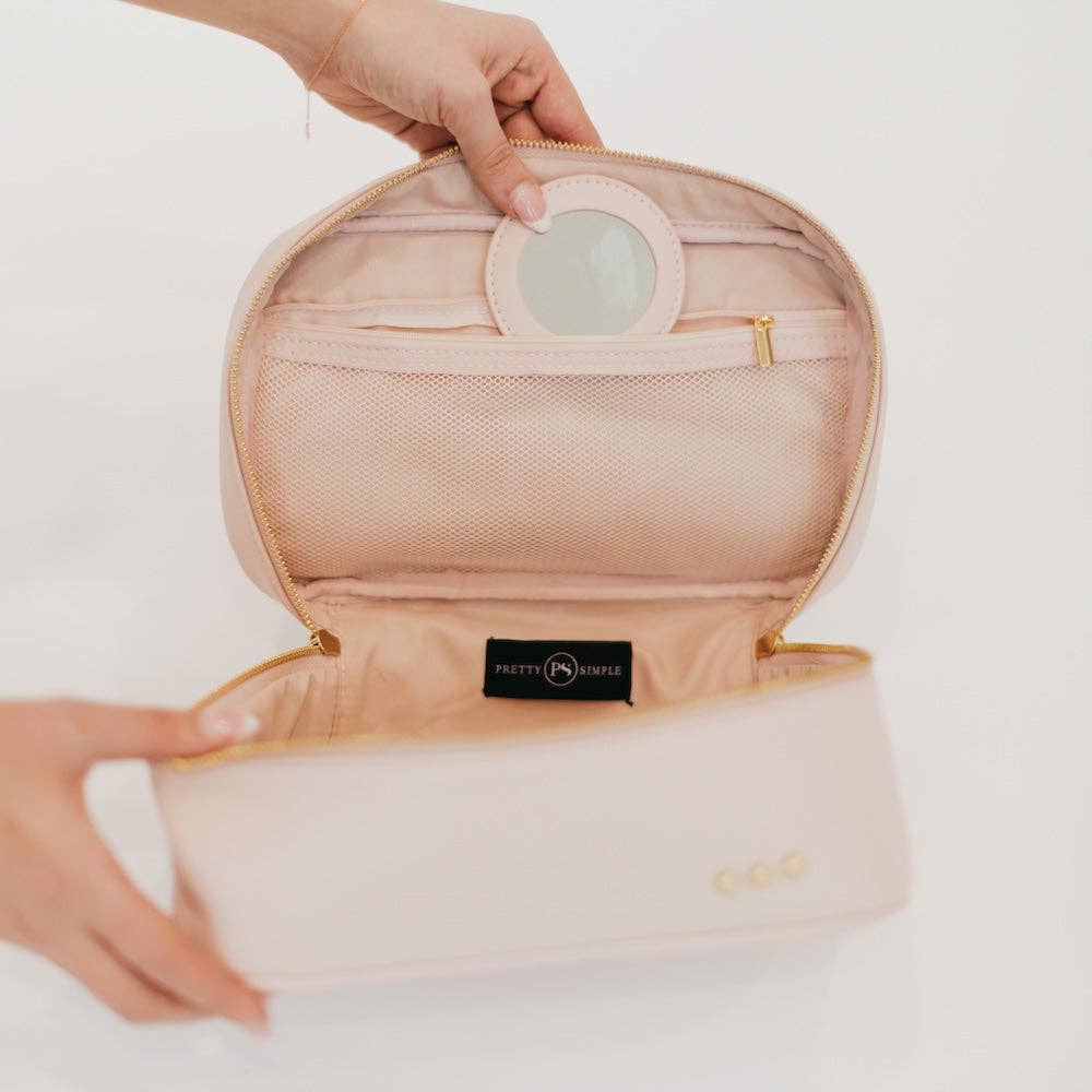 Madelyn Bow Makeup Bag Wholesale: Blush