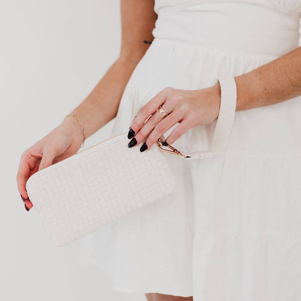 Emma Woven Clutch Wristlet: Black