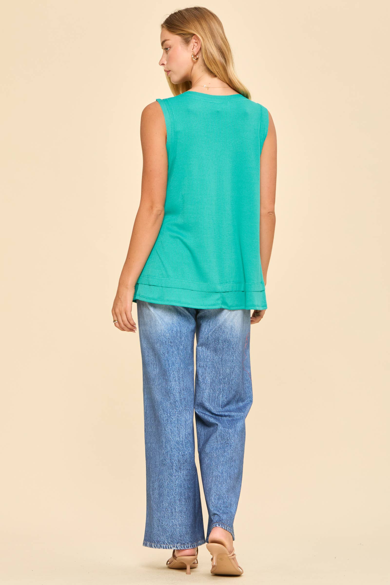 Baby Ribbed Knit Tank Top: Emerald