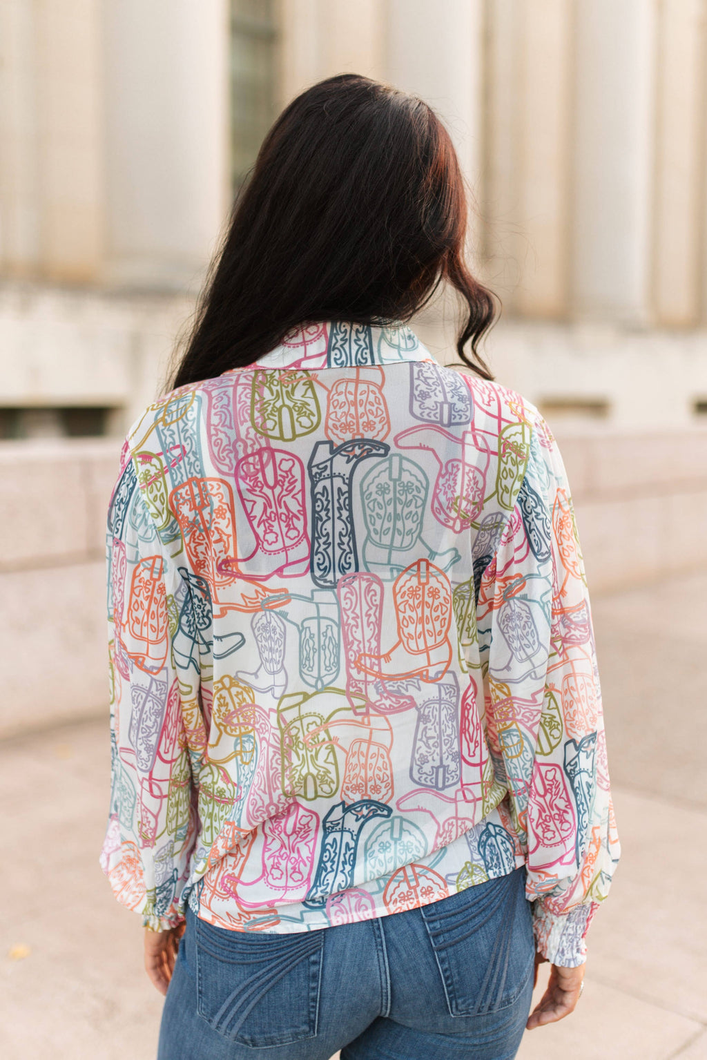 Multi Colored Boot Blouse