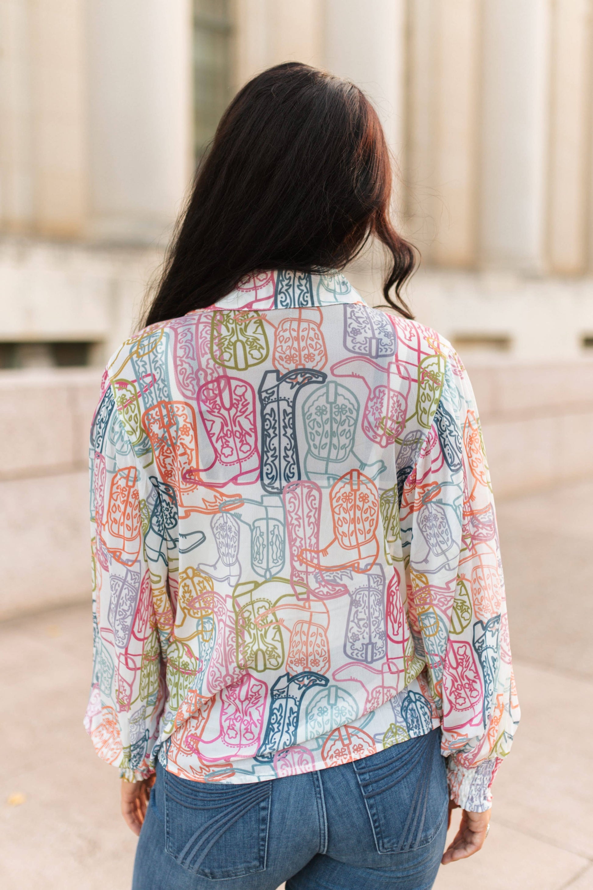 Multi Colored Boot Blouse