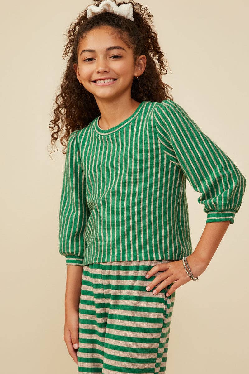 Girls Textured Vertical Stripe Knit Top